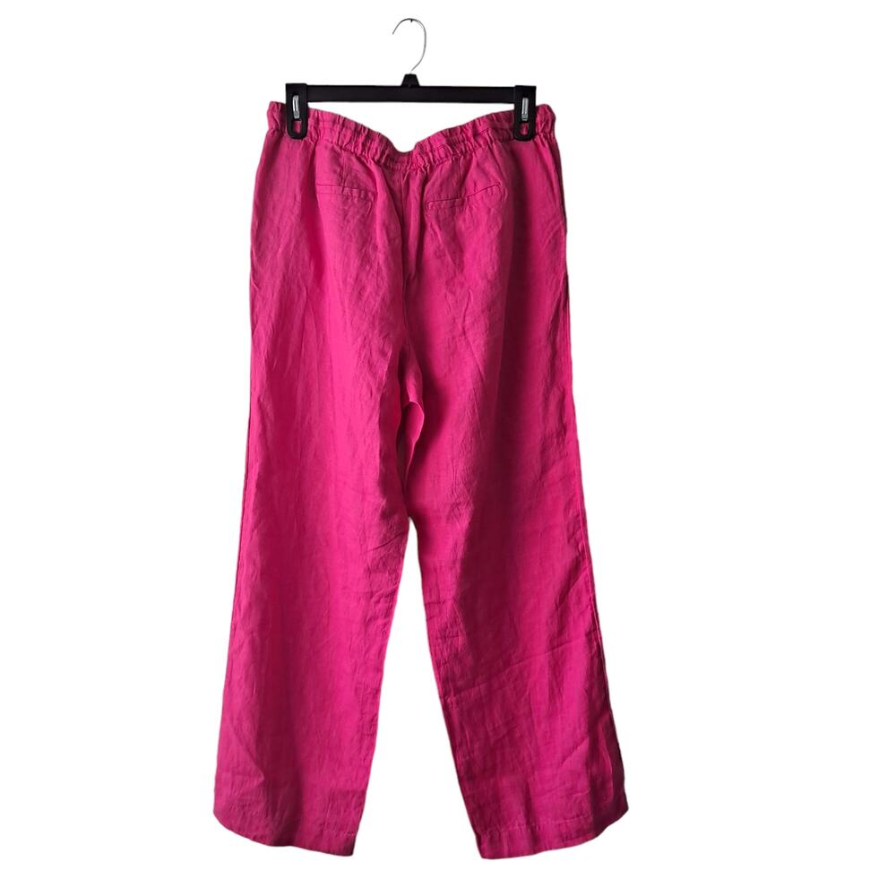 Charter Club Pink Luxury Elastic Waist Wide Leg Linen Pants w Drawstrings - L - Picture 2 of 13